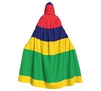 MROWYC Cape à capuche imprimée drapeau de l'île Maurice, costume de fête, cosplay, cape de bal masqué à thème