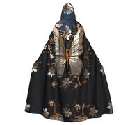 MROWYC Capes dorées et blanches imprimées de papillons - Costumes d'Halloween, de carnaval, de cosplay, capes se transforment en centre de fête