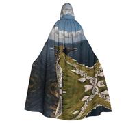 MROWYC Élégante cape à capuche imprimée des îles d'Aran - Costume de fête de vacances/carnaval/fête de costumade