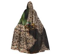 MROWYC Élégante cape à capuche imprimée gazouillis de cigale - Costume de fête de vacances/carnaval