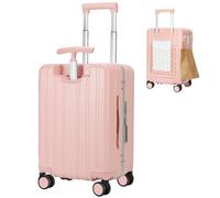 MRPLUM Valise à double poignée avec poche en filet, valise rigide à roulettes pivotantes avec serrure TSA et ceinture de sécurité, 50,8 cm, rose, M, Bagages