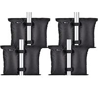 Mrrihand 4 Jeux de Sac de Sable de Tonnelle Pliante, en Toile Oxford 1680D, avec Longue Sangle pour Toute Tente Pop-up d'extérieur, Chapiteau, Parapluie, échelle de Piscine 0-11 Noir