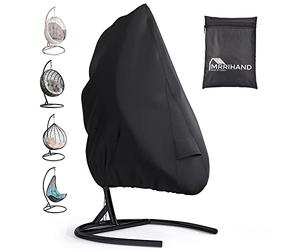 Mrrihand Couverture de Chaise Suspendue 190x115cm avec Sortie d'air, Noire Housse de Fauteuil Imperméable avec Fermeture à Glissière et Cordon de Serrage, Anti-UV Tissu Oxford Indéchirable Noir
