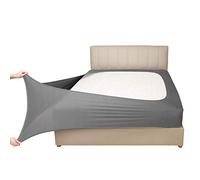 Mrs Awesome Housse de sommier à Ressorts boxspring en Jersey Extensible, Alternative au Cache-sommier Ultra Douce et Infroissable, Grand lit/Grand lit, Gris Clair