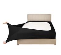 Mrs Awesome Housse enveloppante en Jersey Extensible, Alternative à la Jupe de lit, Ultra Douce et Infroissable, Grand lit/Queen XL, Noir