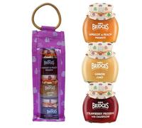 Mrs Bridges Tall Triple Preserve Collection - 3 pots de 113,4 g (conserve abricot et pêche, crème au citron et à la fraise avec champagne)