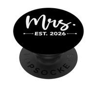 Mrs. Est. 2026 Just Married Promoted to Mr and Mrs Matching PopSockets PopGrip Adhésif
