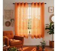 Mrs.Naturall Lot de 2 panneaux de rideaux d'Halloween orange de 160 cm de long pour chambre à coucher, chambre de garçon, décorations d'automne pour la maison, Thanksgiving, décoration d'automne