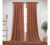 Mrs.Naturall Lot de 2 Panneaux de Rideaux Semi-Transparents en Lin avec Passe-Tringle pour Salon, Porte coulissante, Salle à Manger, décoration Occidentale, 2,7 m, Terre Cuite