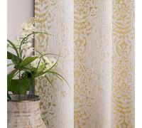 Mrs.Naturall Lot de 2 Panneaux de Rideaux Semi-Transparents Jaune doré de 274,3 cm de Long pour Salon, Rideaux Jacquard de Luxe à Motif damassé pour Chambre à Coucher, 132 x 274,3 cm de Long