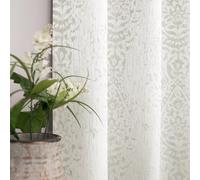Mrs.Naturall Lot de 2 Rideaux brodés Jacquard 3D damassé marocain crème 243 cm de Long pour Salon, Chambre à Coucher, Blanc cassé