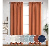 Mrs.Naturall Lot de 2 Rideaux Longs en Lin avec Passe-Tringle pour Salon et Chambre à Coucher, Orange brûlé, 132 x 243 cm de Long