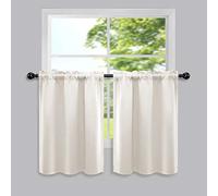 Mrs.Naturall Rideaux café 91,4 cm de long pour cuisine, 60 % occultants - Habillages de petite fenêtre de style bohème et rustique pour salle de bain - Beige crème