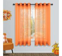 Mrs.Naturall Rideaux orange pour Halloween, pour chambre à coucher, chambre de garçons, décorations d'automne pour la maison, lot de 2 panneaux avec œillets, pour fenêtre et salon