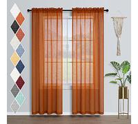 Mrs.Naturall Rideaux Semi-Transparents Orange brûlé 106 x 213 cm