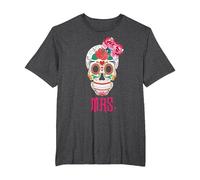 Mrs Sugar Tee-Shirt Vintage avec tête de Mort Dia De Los Muertos Mariée T-Shirt, Homme Grandes Tailles, Chiné Foncé, 6X Tall