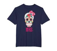 Mrs Sugar Tee-Shirt Vintage avec tête de Mort Dia De Los Muertos Mariée T-Shirt, Homme Grandes Tailles, Bleu Marine, 2X Tall