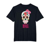 Mrs Sugar Tee-Shirt Vintage avec tête de Mort Dia De Los Muertos Mariée T-Shirt, Homme Grandes Tailles, Noir, 3X Tall