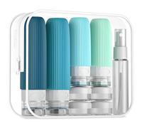 Mrsdry Lot de 16 bouteilles de voyage en silicone anti-fuite, étanches et rechargeables pour articles de toilette, accessoires de voyage rechargeables pour après-shampooing, lotion et gel douche