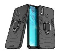 MRSTER Coque pour Honor 9X Lite, Double Couche Renforcée Défense Antichoc Armure Housse Etui avec 360 Rotation Bague Support pour Huawei Honor 9X Lite. HB Black