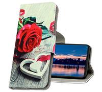 MRSTER Coque pour Oppo A5 2020, Coque en Cuir Oppo A9 2020, Étui Téléphone Oppo A5 2020, Motif Coloré Imprimé Housse pour Oppo A5 2020 / Oppo A9 2020. XC1 Red Rose