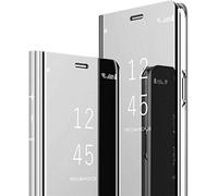 MRSTER Samsung Galaxy S21 Miroir Housse Coque Etui à Rabat, Mirror Smart View Standing 360° Protecteur Etui Coque pour Samsung Galaxy S21 5G. Flip Mirror: Silver