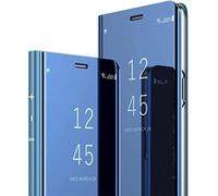 MRSTER Samsung Galaxy S21 Miroir Housse Coque Etui à Rabat, Mirror Smart View Standing 360° Protecteur Etui Coque pour Samsung Galaxy S21 5G. Flip Mirror: Blue