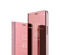 MRSTER Samsung S10e Miroir Housse Coque Etui à Rabat, Mirror Smart View Standing 360° Protecteur Etui Coque pour Samsung Galaxy S10e. Flip Mirror: Rose Gold