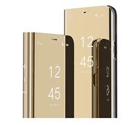 MRSTER Xiaomi Mi 10T Miroir Housse Coque Etui à Rabat, Mirror Smart View Standing 360° Protecteur Etui Coque pour Xiaomi Mi 10T / Xiaomi Mi 10T Pro. Flip Mirror: Gold
