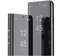 MRSTER Xiaomi Mi 11 Lite 5G Miroir Housse Coque Etui à Rabat, Mirror Smart View Standing 360° Protecteur Etui Coque pour Xiaomi Mi 11 Lite 4G / 5G. Mirror: Black