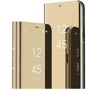 MRSTER Xiaomi Mi 11 Lite 5G Miroir Housse Coque Etui à Rabat, Mirror Smart View Standing 360° Protecteur Etui Coque pour Xiaomi Mi 11 Lite 4G / 5G. Mirror: Gold
