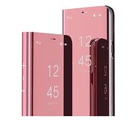 MRSTER Xiaomi Redmi 9A Miroir Housse Coque Etui à Rabat, Mirror Smart View Standing 360° Protecteur Etui Coque pour Xiaomi Redmi 9A. Flip Mirror: Rose Gold