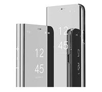MRSTER Xiaomi Redmi 9C Miroir Housse Coque Etui à Rabat, Mirror Smart View Standing 360° Protecteur Etui Coque pour Xiaomi Redmi 9C. Flip Mirror: Silver