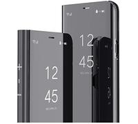 MRSTER Xiaomi Redmi Note 10 Pro Miroir Housse Coque Etui à Rabat, Mirror Smart View Standing 360° Protecteur Etui Coque pour Xiaomi Redmi Note 10 Pro. Mirror: Black