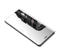 MRSTER Xiaomi Redmi Note 10 Pro Miroir Housse Coque Etui à Rabat, Mirror Smart View Standing 360° Protecteur Etui Coque pour Xiaomi Redmi Note 10 Pro. Mirror: Silver