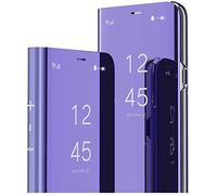 MRSTER Xiaomi Redmi Note 10S Miroir Housse Coque Etui à Rabat, Mirror Smart View Standing 360° Protecteur Etui Coque pour Xiaomi Redmi Note 10 4G / Redmi Note 10S. Mirror: Purple