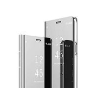 MRSTER Xiaomi Redmi Note 8 Pro Miroir Housse Coque Etui à Rabat, Mirror Smart View Standing 360° Protecteur Etui Coque pour Xiaomi Redmi Note 8 Pro. Flip Mirror: Silver