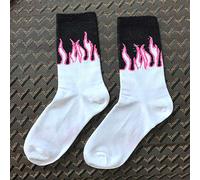 MRSTORY Chaussettes en Coton imprimé Flammes pour Homme, Chaussettes de Skateboard, Style Hip-hop, Décontractées, Noires, Blanches et Jaunes, Taille Européenne 36-42, Unisexes (blanc)