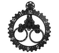 MRSTORY Grande Horloge D'art Mural Mécanique Moderne avec Roue de Rotatif Roue de Calendrier Noir pour la Décoration de Bureau