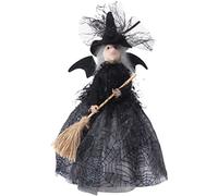 MRSTORY Halloween Witch Doll Elegant Mysterious Desktop Ornement avec Spider Web Jirt pour Halloween Christmas Decor Black Green 28,8 Cm (Noir)