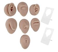MRSTORY Modèle de Piercing en Silicone Souple pour Oreilles, Bouche, Nez, œil, Langue, Nombril, avec Présentoir pour la Pratique du Piercing, la Présentation de Bijoux et la (Teint profond)
