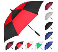 MRTLLOA Parapluie de golf à ouverture automatique, extra large, surdimensionné, à double auvent ventilé, coupe-vent, imperméable, bâton de pluie pour homme et femme (rouge/noir/157,5 cm)
