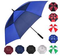 MRTLLOA Parapluie de golf à ouverture automatique, extra large, surdimensionné, à double auvent ventilé, coupe-vent, imperméable, bâton de pluie pour homme et femme, (bleu roi/bleu marine, 157,5 cm)