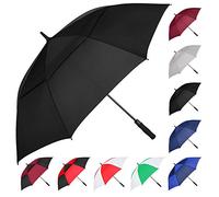 MRTLLOA Parapluie de golf à ouverture automatique, extra large, surdimensionné, à double auvent ventilé, coupe-vent, imperméable, bâton de pluie pour homme et femme, noir, 137,2 cm