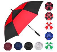 MRTLLOA Parapluie de golf à ouverture automatique, extra large surdimensionné, ventilé, coupe-vent, imperméable, pour homme et femme (rouge/noir/172,7 cm)