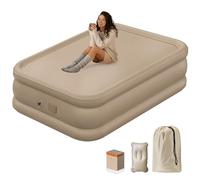MrToNo Matelas gonflable king size - 3 minutes - Auto-gonflant - Pompe rechargeable - Capacité de charge de 450 kg - Matelas gonflable imperméable et respirant pour chambre à coucher, invités, camping