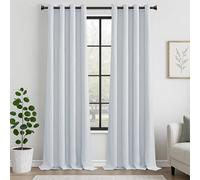 MRTREES 102 Lot de 2 rideaux occultants à isolation thermique avec œillets pour enfant, chambre et salon, texture douce, blanc grisâtre, 140 x 260 cm