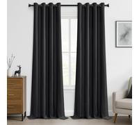 MRTREES 102 Lot de 2 rideaux occultants à isolation thermique avec œillets, protection de fenêtre, pour enfant, chambre et salon, texture douce, noir, 140 x 260 cm