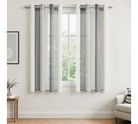 MRTREES 2 Pièces de Rideaux Voilage Blanc et Gris Noir 140x160 cm Fils Teints Rayé à Oeillets Rideau CuisineTamisant Élégant pour Porte-Fenêtre Décoration de Salon Chambre Baie Vitrée