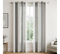 MRTREES 2 Pièces de Rideaux Voilage Blanc et Gris Noir 140x225 cm Fils Teints Rayé à Oeillets Rideau CuisineTamisant Élégant pour Porte-Fenêtre Décoration de Salon Chambre Baie Vitrée